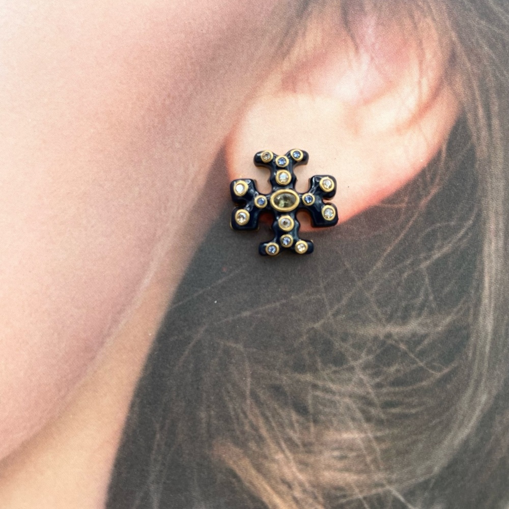 Tory Burch Women's Logo Crystal Stud Earrings